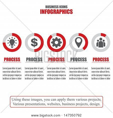 Process chart. Business data. Set of bisiness icons. Vector illustration