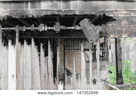 home fire. abstract detail image conflagration from  that was abandoned