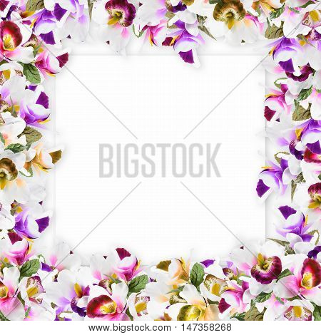 Vintage Vertical Card Spring. Colorful Blooming Branches Of Lilacflower Orchid Flower Print In Soft 