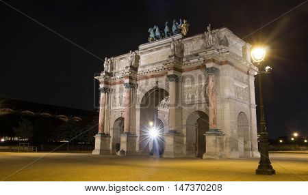 The Triumphal Arch of Carrousel located at the place of Carrousel in Paris.It was built between 1806 and 1808 to commemorate Napoleon's victories.