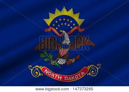 Flag of North Dakota is the state in United States. 3D illustration
