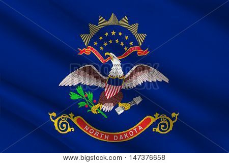 Flag of North Dakota is the state in United States. 3D illustration