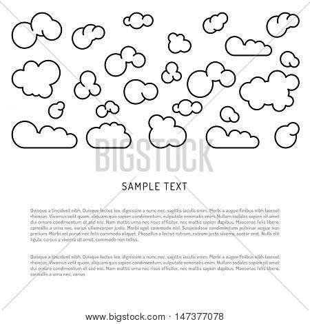 Set of icons of clouds in a linear fashion