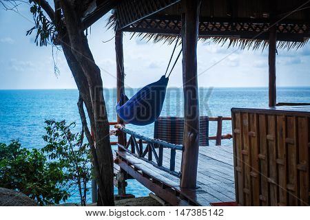 Beachhut with hammock under the roof in Thailand