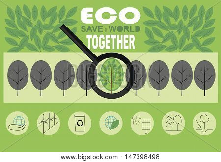 Infographics on the topic of How to save the world from environmental catastrophy with different illustrations