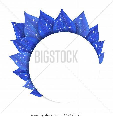 Blue ice whinter leafes round frame. Vector Illustration