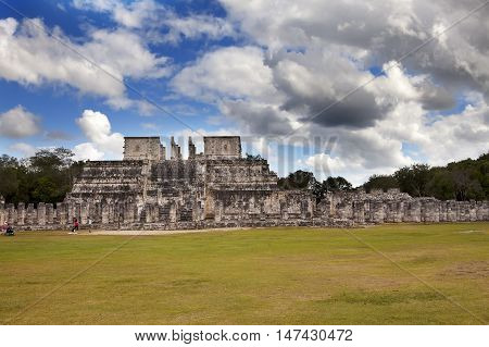 Hall of the Thousand Pillars - Columns at Chichen Itza Mexico