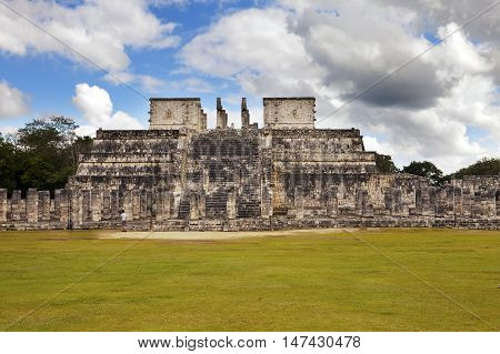 Hall of the Thousand Pillars - Columns at Chichen Itza Mexico