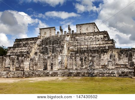 Hall of the Thousand Pillars - Columns at Chichen Itza Mexico