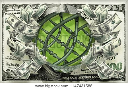 DNA With Money 3D Illustration