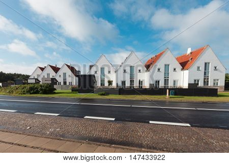 View of the small Danish town street