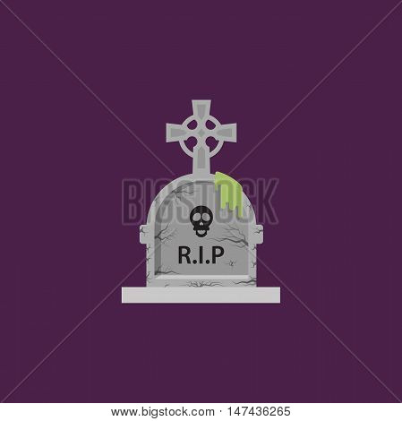 Stock vector illustration a stone tombstone for halloween in a flat style