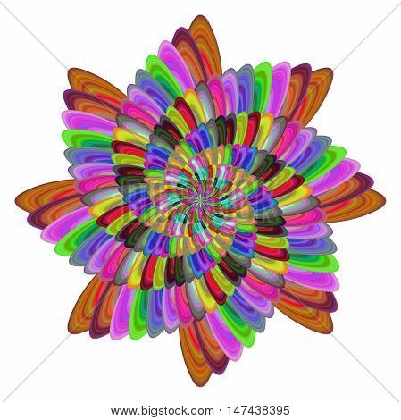 Multicolored computer generated spiral fractal flower design