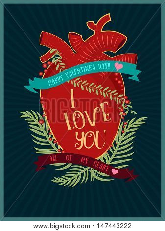 Happy Valentine's Day Card Vector Illustration