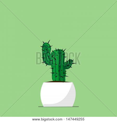 cactus in a flower pot on background. Flat illustration. Vector.