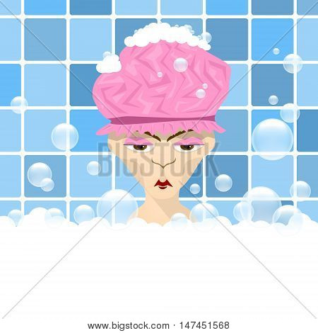 wicked grandmother in the bathroom. Vector illustration