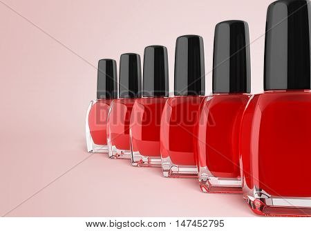 Red Nail Polish Bottels 3D Render On Gradient Background