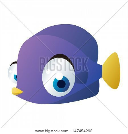 vector cartoon cute sealife mascot. Funny colorful cool illustration of happy Fish
