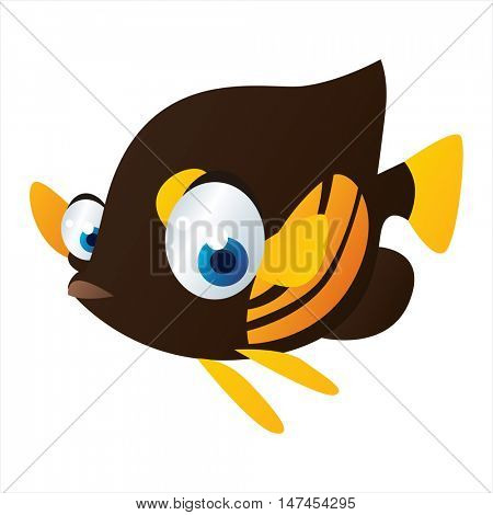 vector cartoon cute sealife mascot. Funny colorful cool illustration of happy Fish
