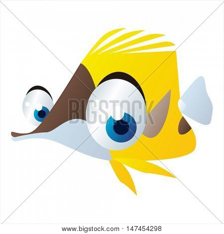 vector cartoon cute sealife mascot. Funny colorful cool illustration of happy Fish