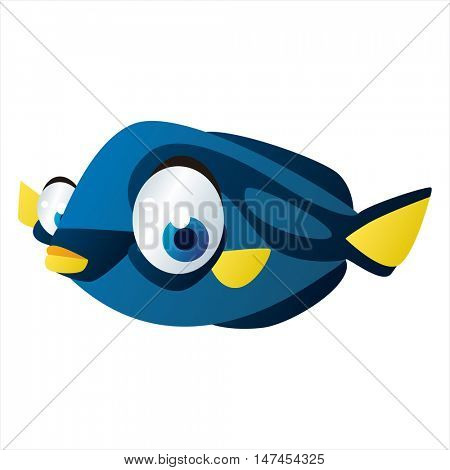 vector cartoon cute sealife mascot. Funny colorful cool illustration of happy Fish