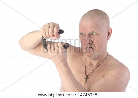 Portrait Of An Adult Man With A Naked Torso