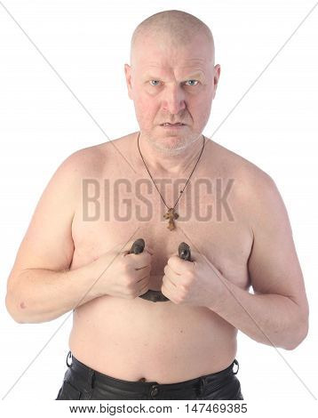 Portrait Of An Adult Man With A Naked Torso