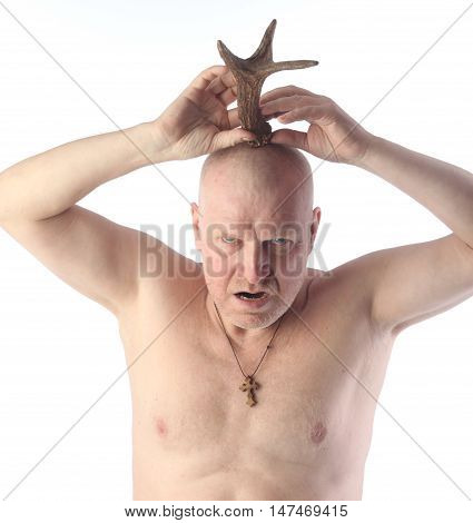 Portrait Of An Adult Man With A Naked Torso