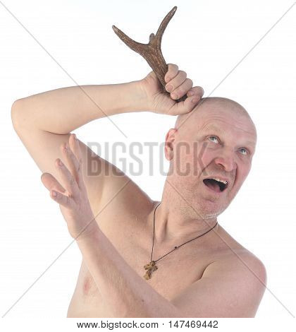 Portrait Of An Adult Man With A Naked Torso