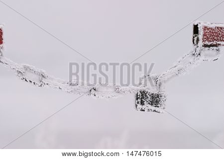 Lock And Chain In Hoarfrost