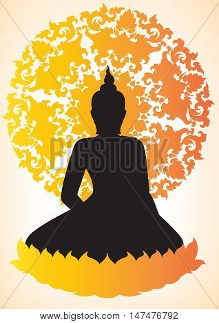 sitting Buddha silhouette thai tradition vector illustrator