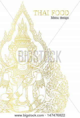 Thai food restaurant white and gold vector illustration