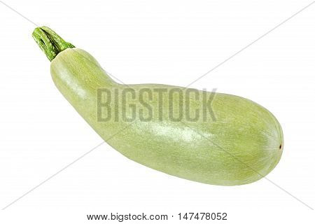 one light green zucchini isolated on white background with clipping path