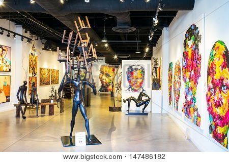 San Francisco USA - September 21 2015: A modern art exhibition in Fishermans Warf area