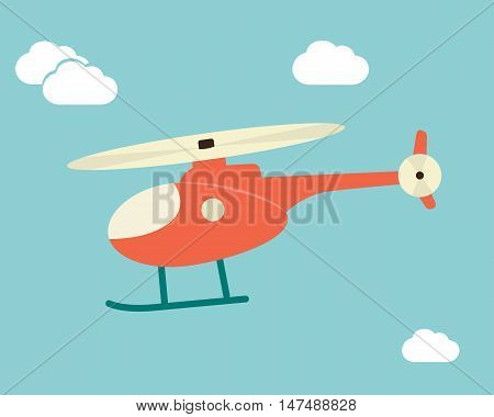 Red helicopter Vector illustration design flying concept
