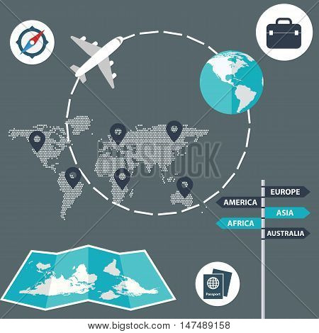 Traveling transporting planning a route tourism and journey.