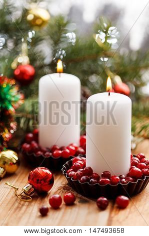 Christmas decorations with a candles