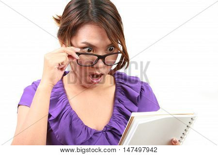 Asian woman shocked message in the note