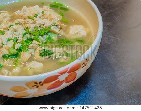 Minced pork omelet soup. Bangkok food.Thailand food.