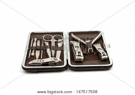 Accessories Tools of a manicure set on a white background