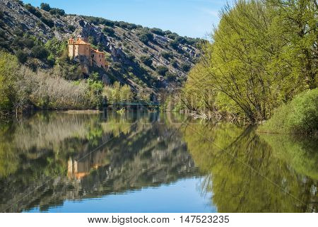 Beautiful Landscape With River Duero, St. Saturio Chirch And Reflections In Water