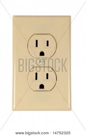 electrical outlet isolated over white background - With Clipping Path
