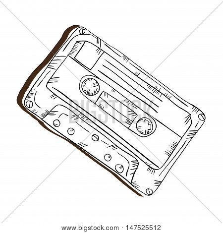 retro cassette vintage stereo tape. draw design. vector illustration