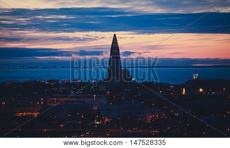 Beautiful Super Wide-angle Aerial View Of Reykjavik, Iceland With Harbor And Skyline Mountains And S