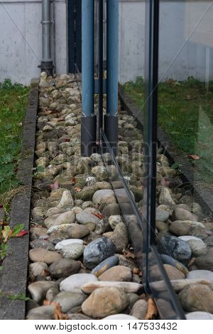 Smooth Rocks Architecture Reflection Glass Exterior Detail Decoration