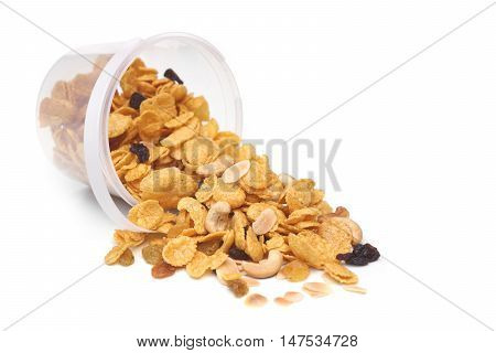 Caramel corn flake isolated on white background
