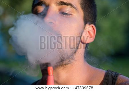 Man Smoking Shisha Outdoor