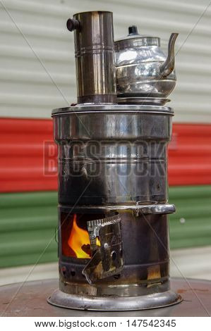 Ancient Russian samovar. A device for making tea.