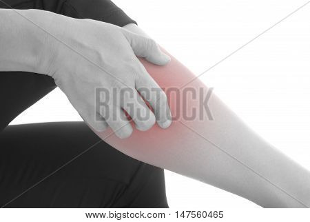 Itching of skin diseases in women using the hand-scratching. Red around the Itching area. Concept with Healthcare And Medicine.