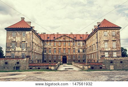 Old castle in Holic Slovak republic. Retro photo filter. 